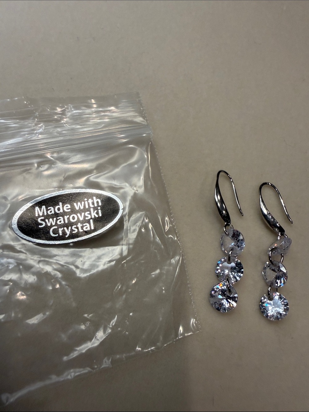 Swarovski Silver Clear Triple Crystal Drop Earrings
